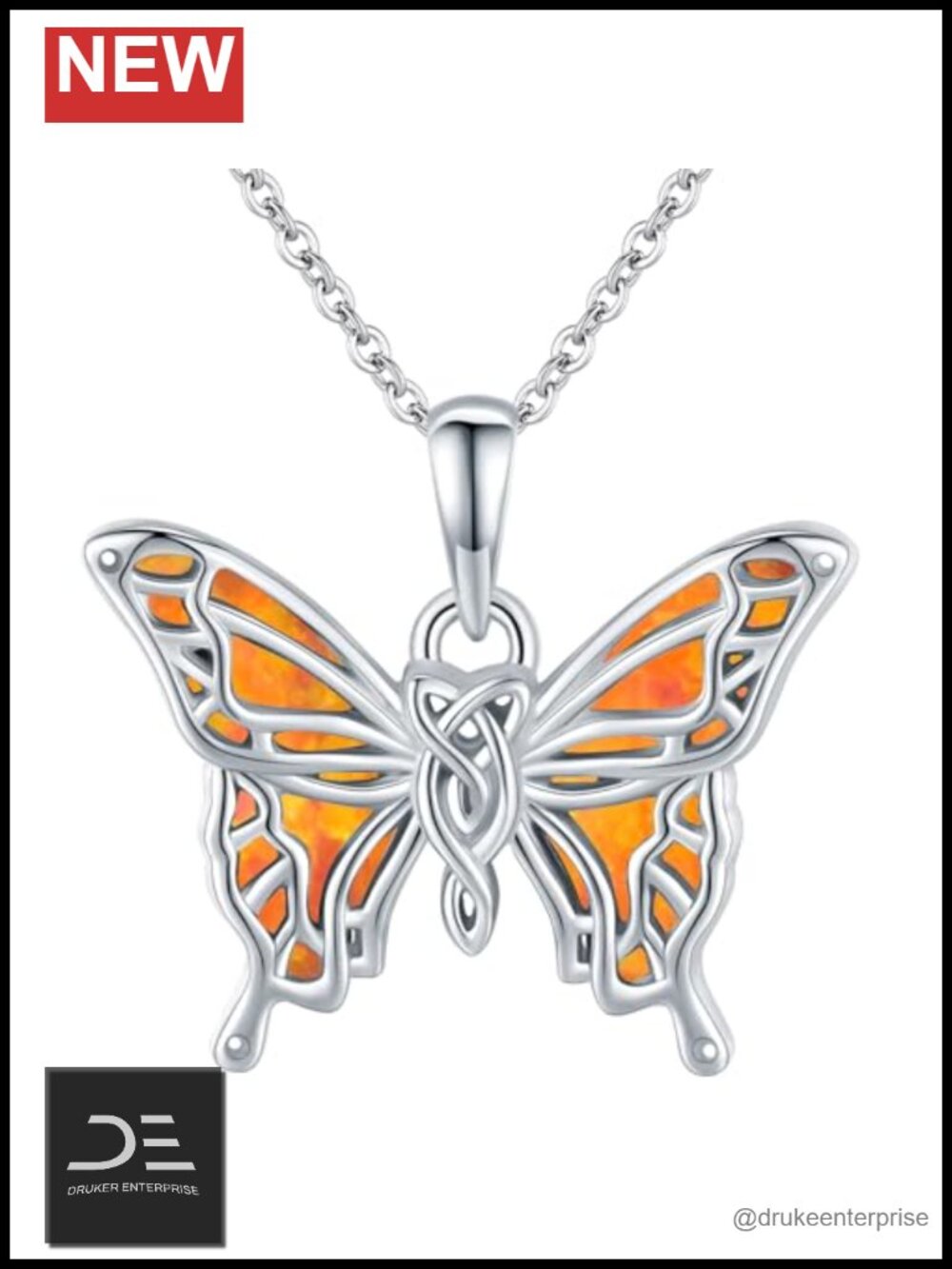 925 Sterling Silver Butterfly Pendant Necklace for Women Opal Jewelry Gift